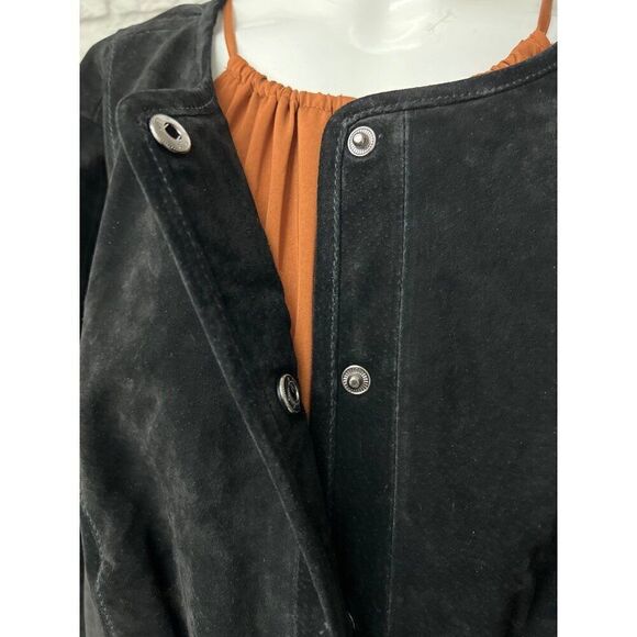 Isaac Mizrahi Women Black Leather Overlay Peplum Jacket Size 22W - Picture 9 of 11